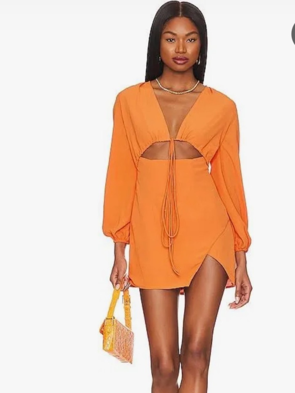 superdown Orange Cutout Wrap Mini Dress